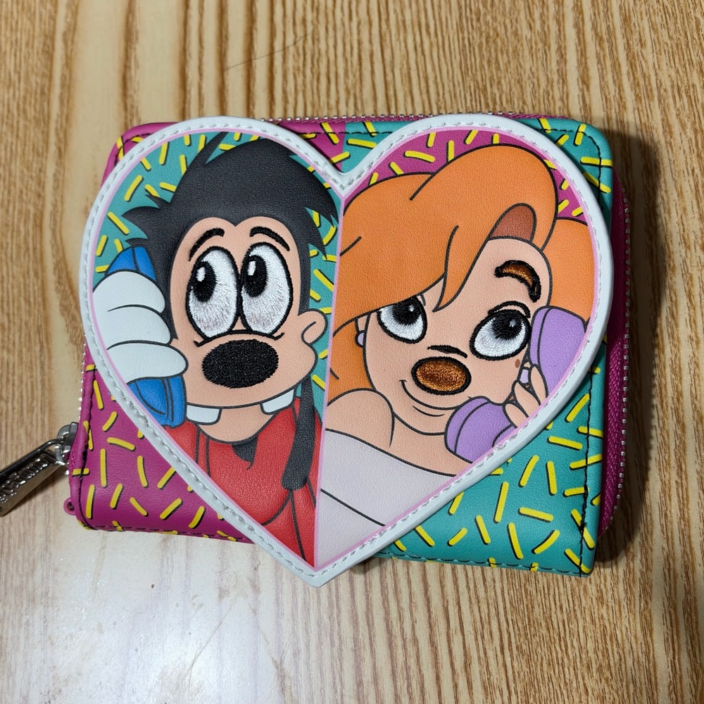 Loungefly Kids Heart Character Zip Wallet in Teal, Pink, Orange and Purple